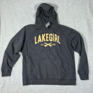 Lakegirl Sanded Fleece Hooded‎ Sweatshirt Navy Blue XXL NWT MFPH